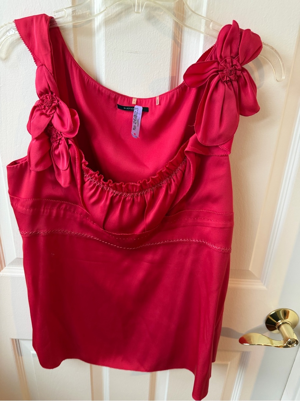 Elie Tahari red Floral-Accent Silk Blend Tank